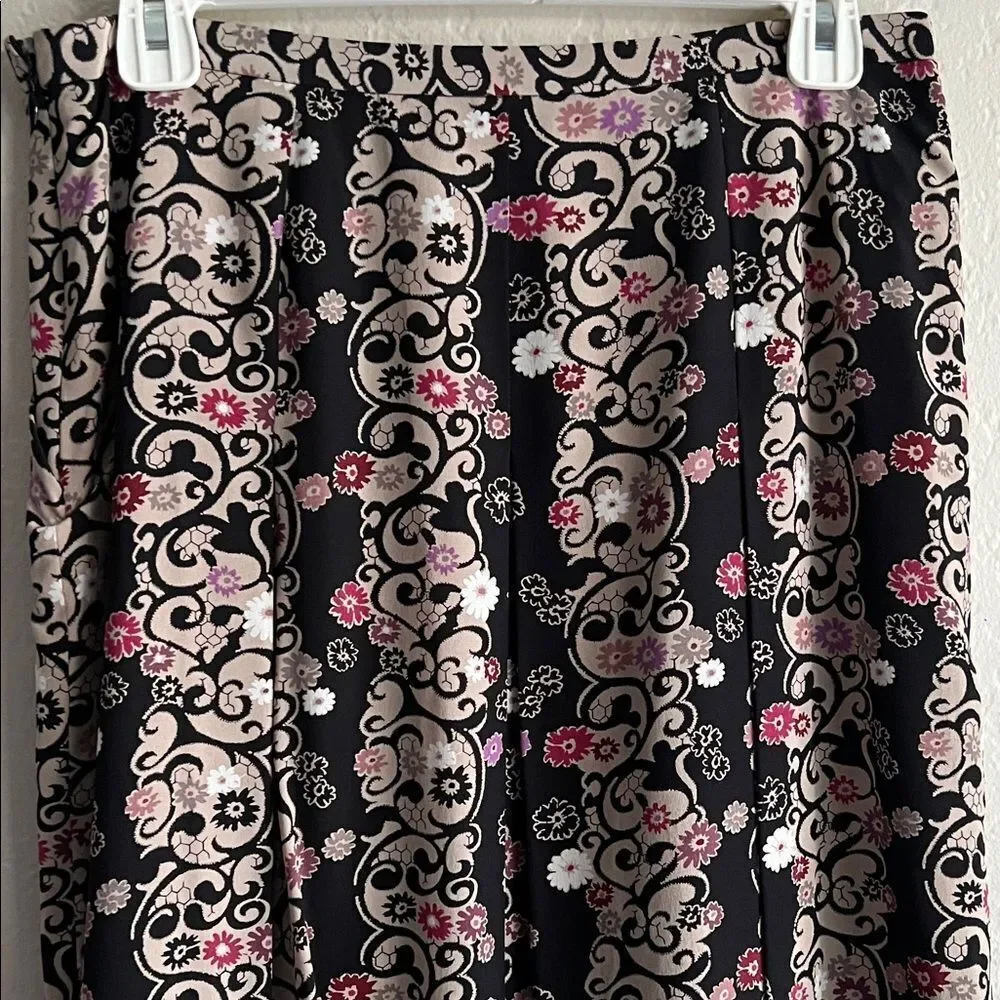 ALFANI Floral Black and Pink Women's Silk Skirt in Size 8P